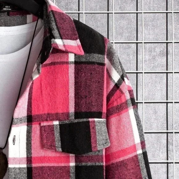 Pink And White Mens Overcoat - Picture 5 of 7